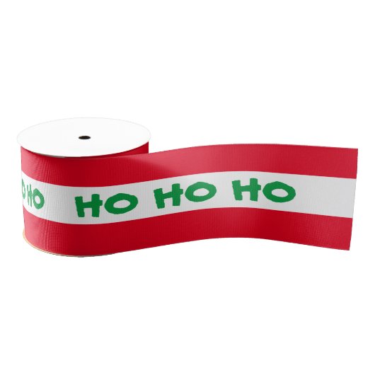 Kerstlint en Ho Ho Ho Stripe Red/Green-tekst Grosgrain Lint (Spoel)