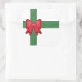 Kerstlint en strik vierkante sticker (Tas)