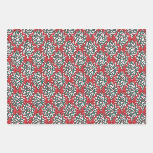 Kerstlinten en bessen op roze inpakpapier vel (Voorkant)