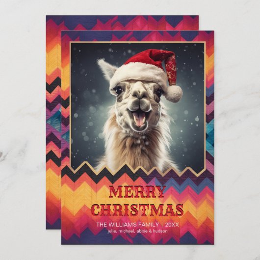 Kerstllama Kaart (Voorkant / Achterkant)