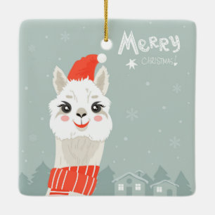 Kerstllama Keramisch Ornament