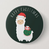 Kerstllama Ronde Button 7,6 Cm (Voorkant)