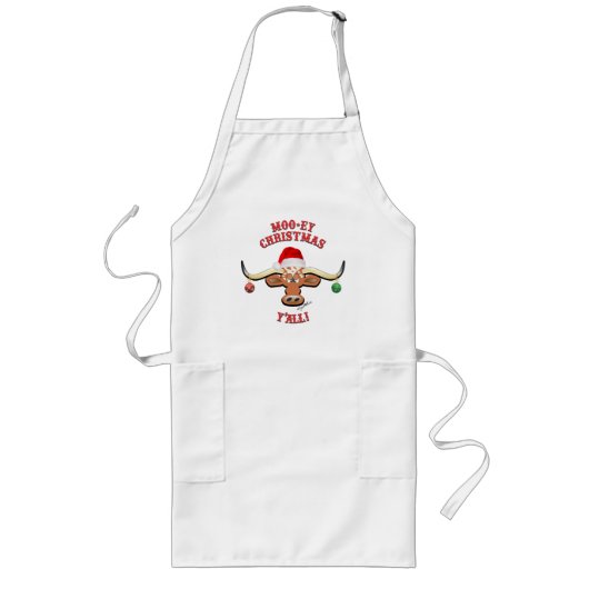 KerstLonghorn Steer Lang Schort (Voorkant)