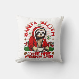 Kerstluiaard die koffie drinkt kussen