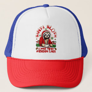 Kerstluiaard die koffie drinkt  trucker pet