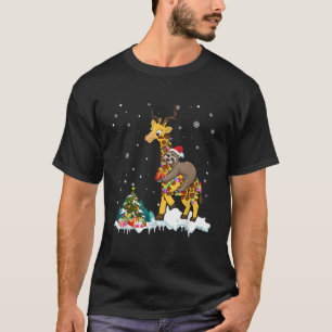 Kerstluiaard die op Giraffe Rendier rijdt Xmas Lic T-shirt