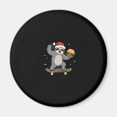 KERSTLUIAARD Grappige Kerst Skateboard Luiaard ( Magneet (Voorkant)