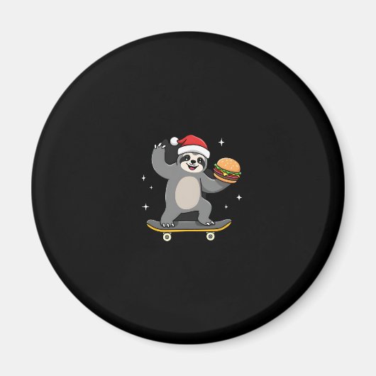 KERSTLUIAARD Grappige Kerst Skateboard Luiaard ( Magneet (Voorkant)