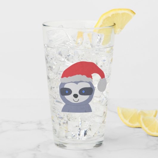 Kerstluiaard met kerstmuts glas (Achterkant ijs)