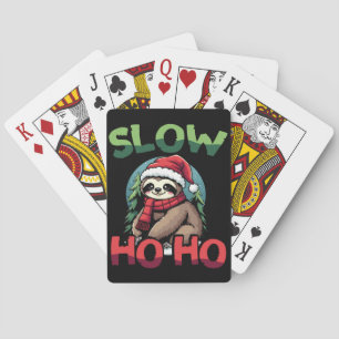 Kerstluiaard traag tot feestelijk vakantieontwerp pokerkaarten