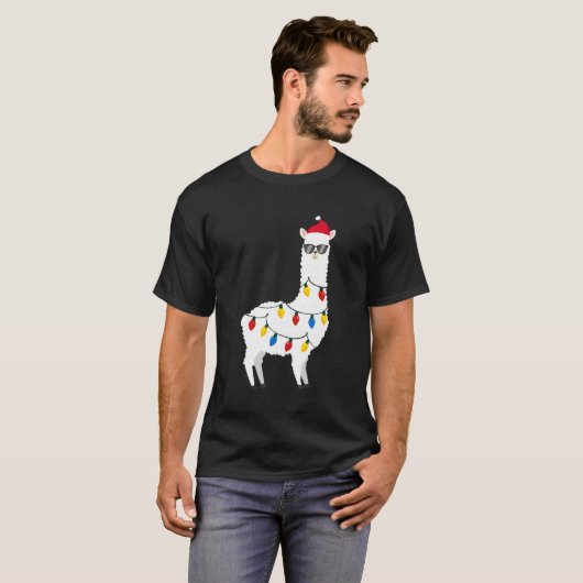 Kerstluid met kerstllama Santa Hat Sunbril Alpaca  T-shirt (Voorkant volledig)