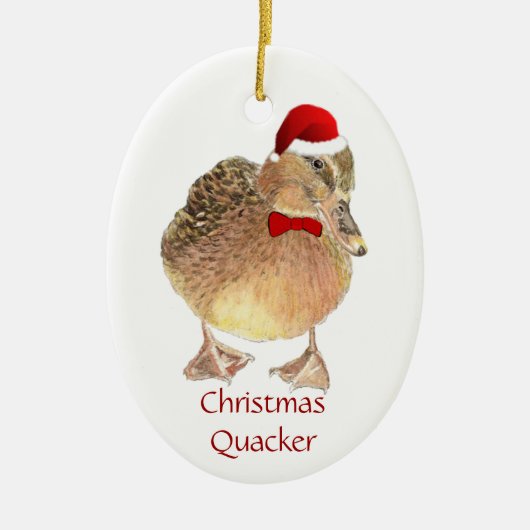 Kerstluiers, Funny Duck, Bird Humor Keramisch Ornament (Voorkant)