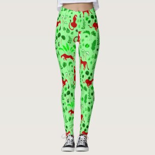kerstluipaard cheetah monstera plant leggings