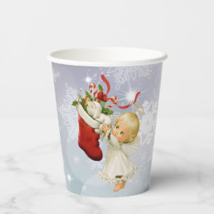 Kerstluis engel en keukenkat warme koude papieren bekers