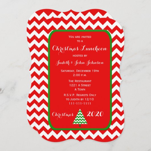 Kerstlunch uitnodiging in Chevron (Voorkant / Achterkant)