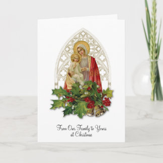 Kerstmaagd Mary Baby Jesus Floral Religy Kaart