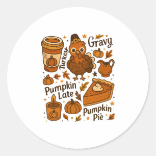 Kerstmaal Familie Eten Grappige Kalkoen Saus Pomp Ronde Sticker
