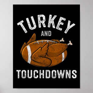 Kerstmaal kalkoen en touchdowns voetbal mannen jon poster