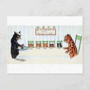 Kerstmaaltijd, Louis Wain Feestdagenkaart