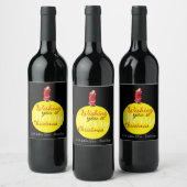 Kerstmaan met een prettige kerstwijn wijn etiket (Flessen)