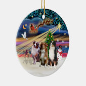 Kerstmagie - Australische herders (drie) Keramisch Ornament (Rechts)