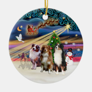 Kerstmagie - Australische herders (drie) Keramisch Ornament