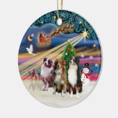 Kerstmagie - Australische herders (drie) Keramisch Ornament (Links)