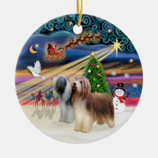 Kerstmagie - Baardcollie (twee staand) Keramisch Ornament