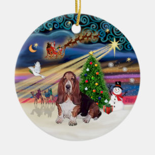 Kerstmagie - Basset Hound Keramisch Ornament