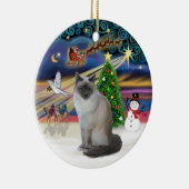 Kerstmagie - Birman kat Keramisch Ornament (Rechts)