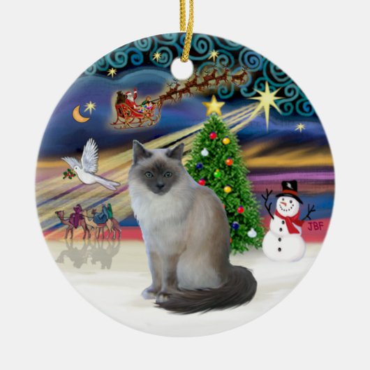 Kerstmagie - Birman kat Keramisch Ornament (Voorkant)