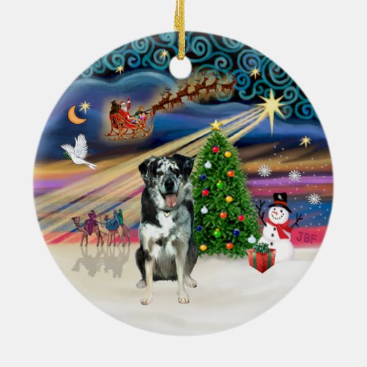 Kerstmagie - Catahoula Leopard Dog Keramisch Ornament (Achterkant)