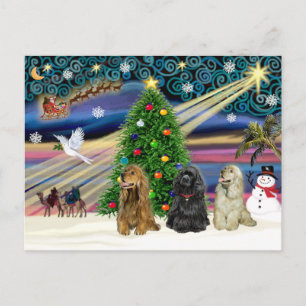 Kerstmagie Cocker Spaniels (drie) Feestdagenkaart