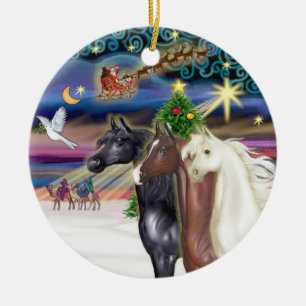 Kerstmagie - Drie Arabische paarden Keramisch Ornament