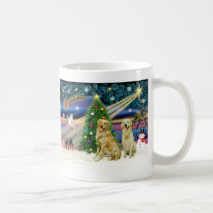 Kerstmagie Golden Retrievers (twee) Koffiemok
