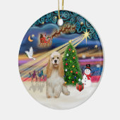 Kerstmagie - Goudkleurige Cocker Spaniel Keramisch Ornament (Links)