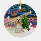Kerstmagie - Goudkleurige Cocker Spaniel Keramisch Ornament (Achterkant)