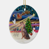 Kerstmagie - Ierse Setter Keramisch Ornament (Rechts)