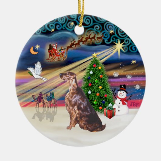 Kerstmagie - Ierse Setter Keramisch Ornament (Voorkant)
