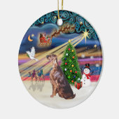Kerstmagie - Ierse Setter Keramisch Ornament (Links)