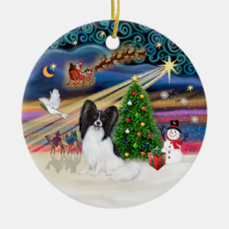 Kerstmagie - Papillon (zwart-wit) Keramisch Ornament