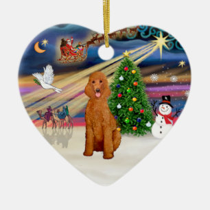 Kerstmagie - Poodle (Standaard abrikoos) Keramisch Ornament