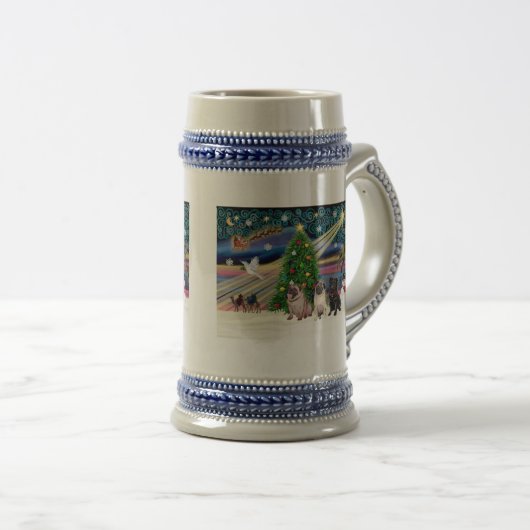 Kerstmagie / Pugs (drie, 2 + 1Blk) Bierpul (Voorkant rechts)