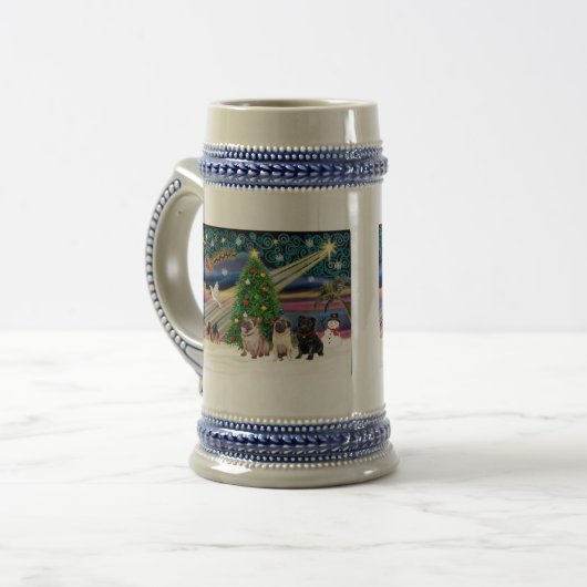 Kerstmagie / Pugs (drie, 2 + 1Blk) Bierpul (Voorkant links)