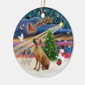 Kerstmagie - Rhodesian Ridgeback Keramisch Ornament (Links)