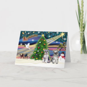 Kerstmagie Schnauzers (twee) Feestdagen Kaart