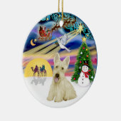 Kerstmagie - Schotse Terriër (Wheaten) Keramisch Ornament (Rechts)