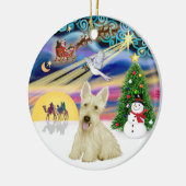 Kerstmagie - Schotse Terriër (Wheaten) Keramisch Ornament (Links)
