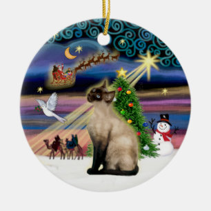 Kerstmagie - Seal Point Siamees Keramisch Ornament