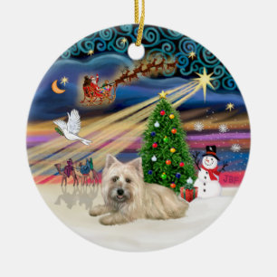 Kerstmagie - Wheaten Cairn Terrier #4 (liggend) Keramisch Ornament